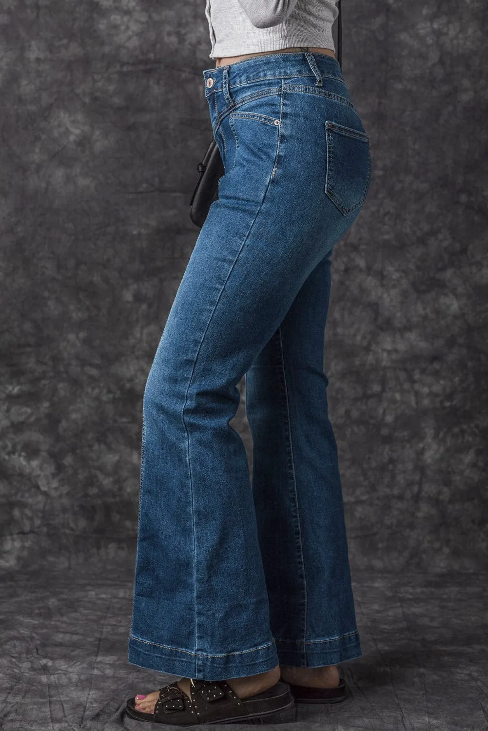 Button Fly Flare Jeans