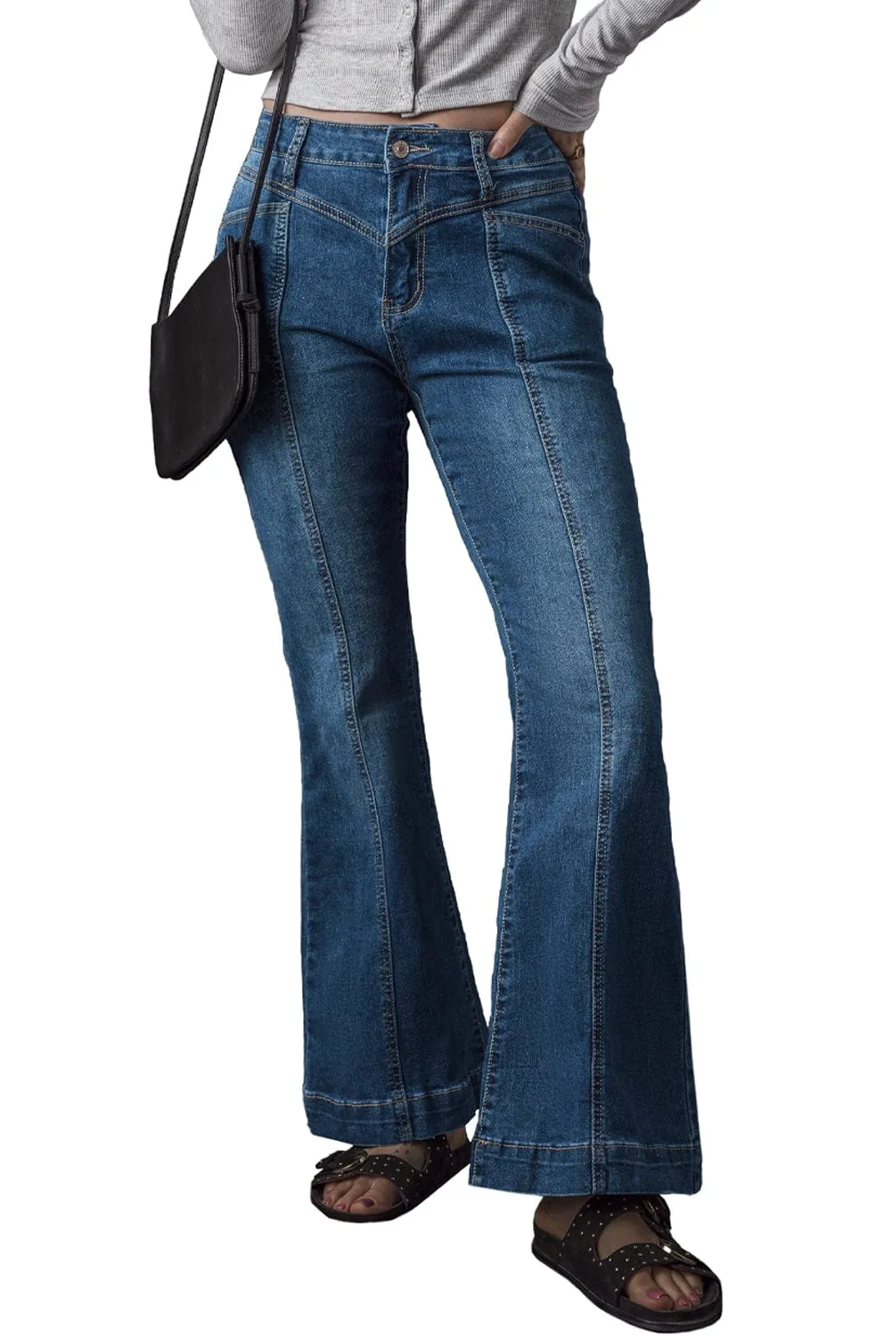 Button Fly Flare Jeans