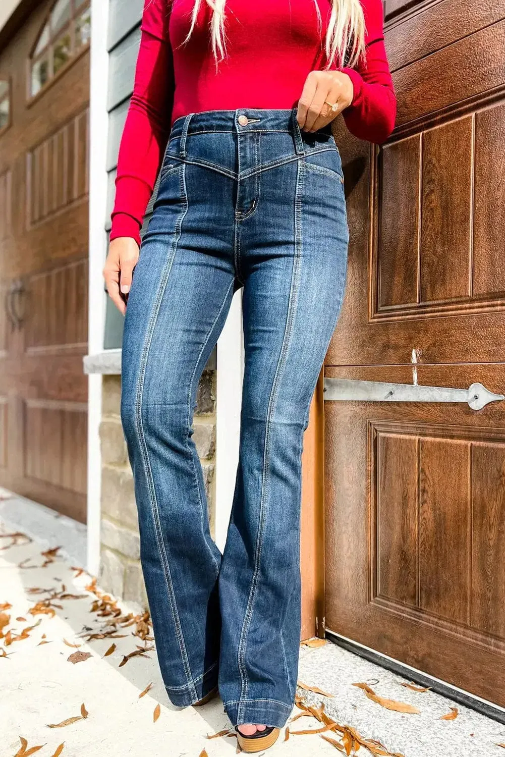 Button Fly Flare Jeans