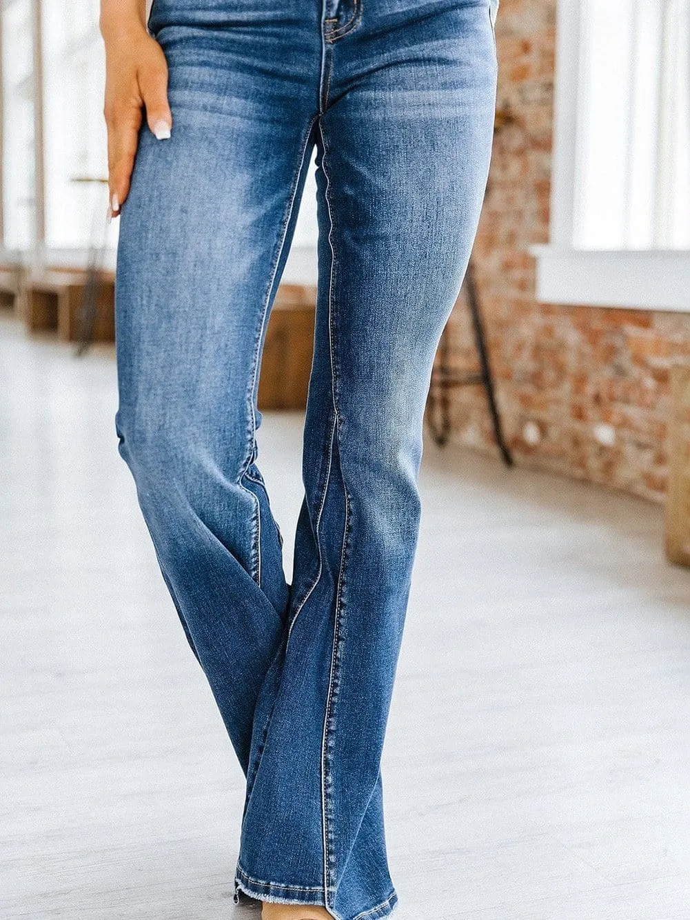Button Fly Flare Jeans