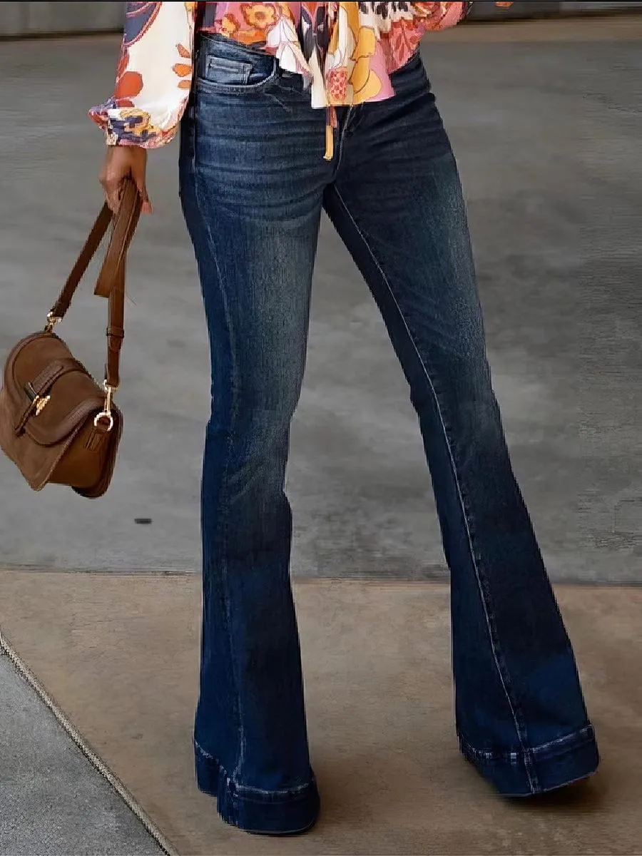 Button Fly Flare Jeans