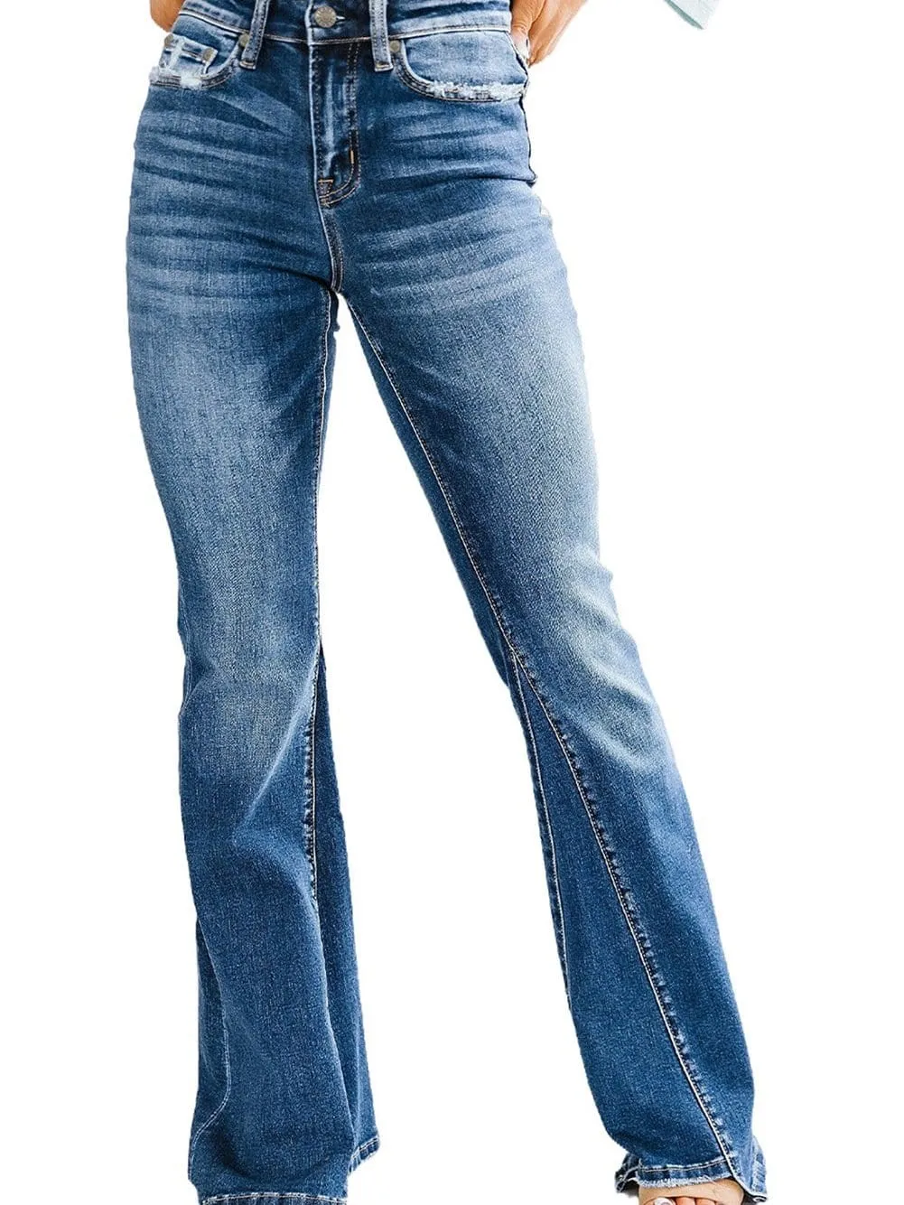 Button Fly Flare Jeans