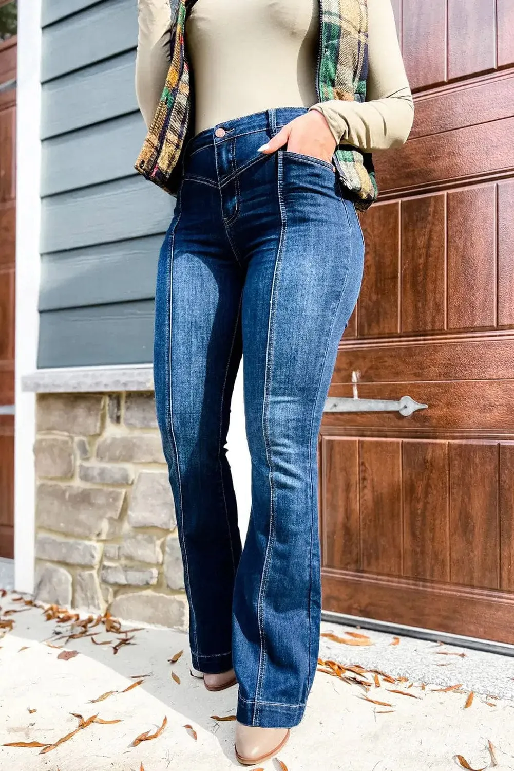 Button Fly Flare Jeans