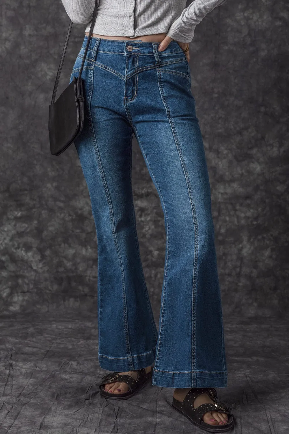 Button Fly Flare Jeans