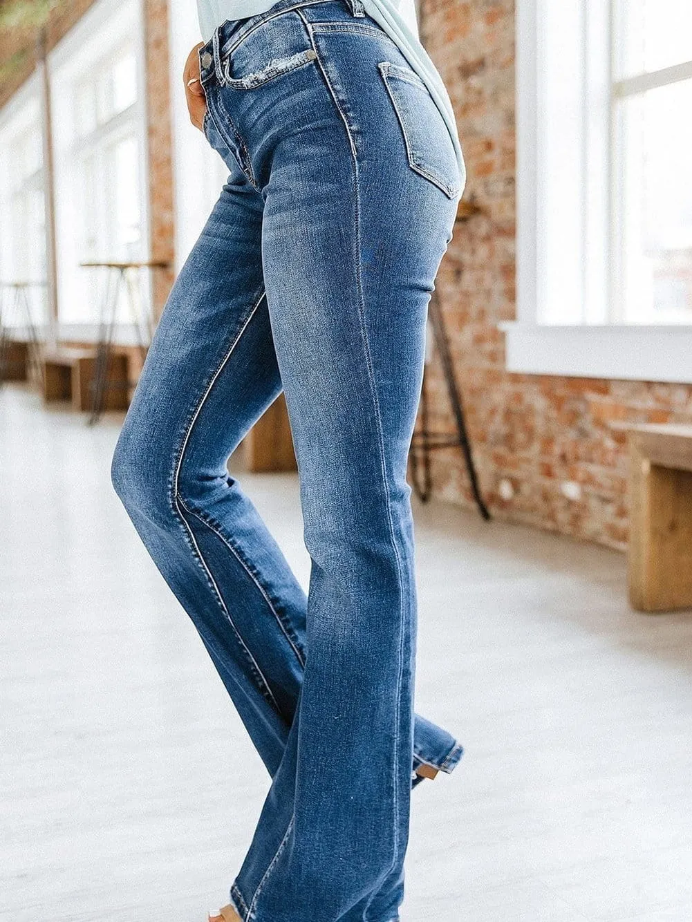 Button Fly Flare Jeans