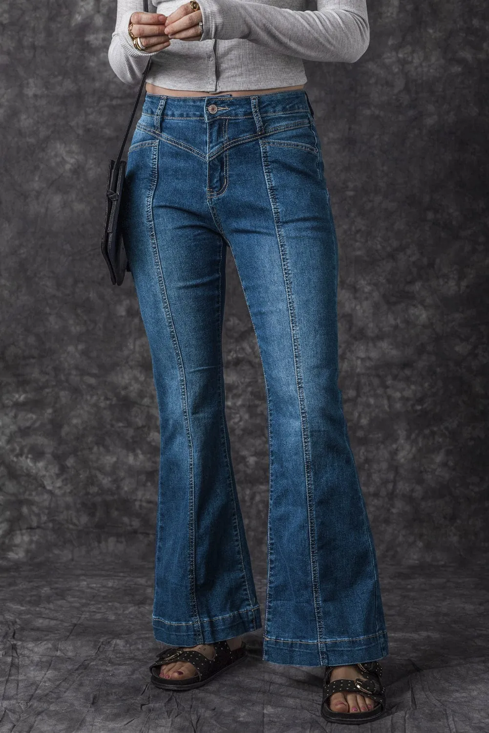 Button Fly Flare Jeans