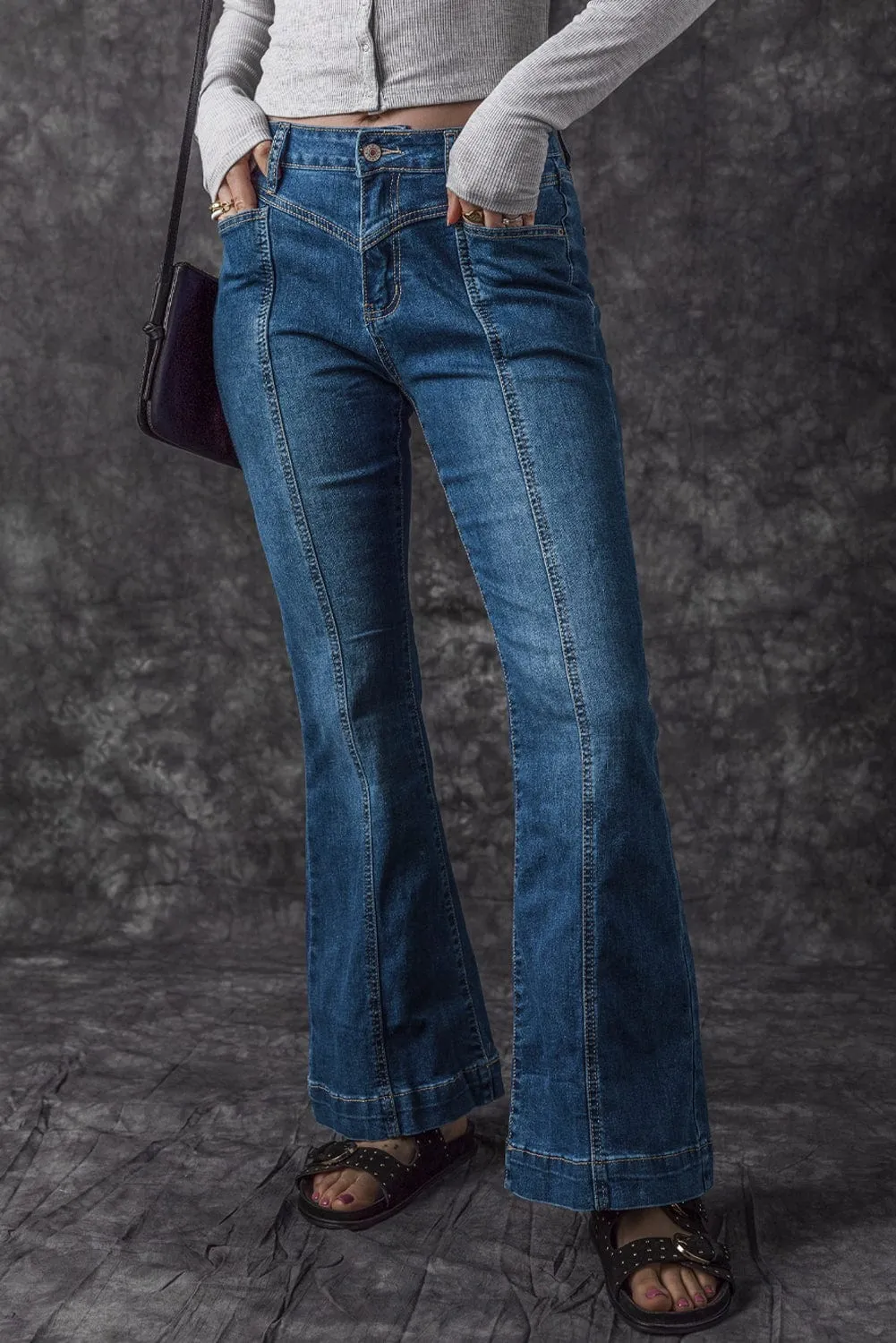 Button Fly Flare Jeans
