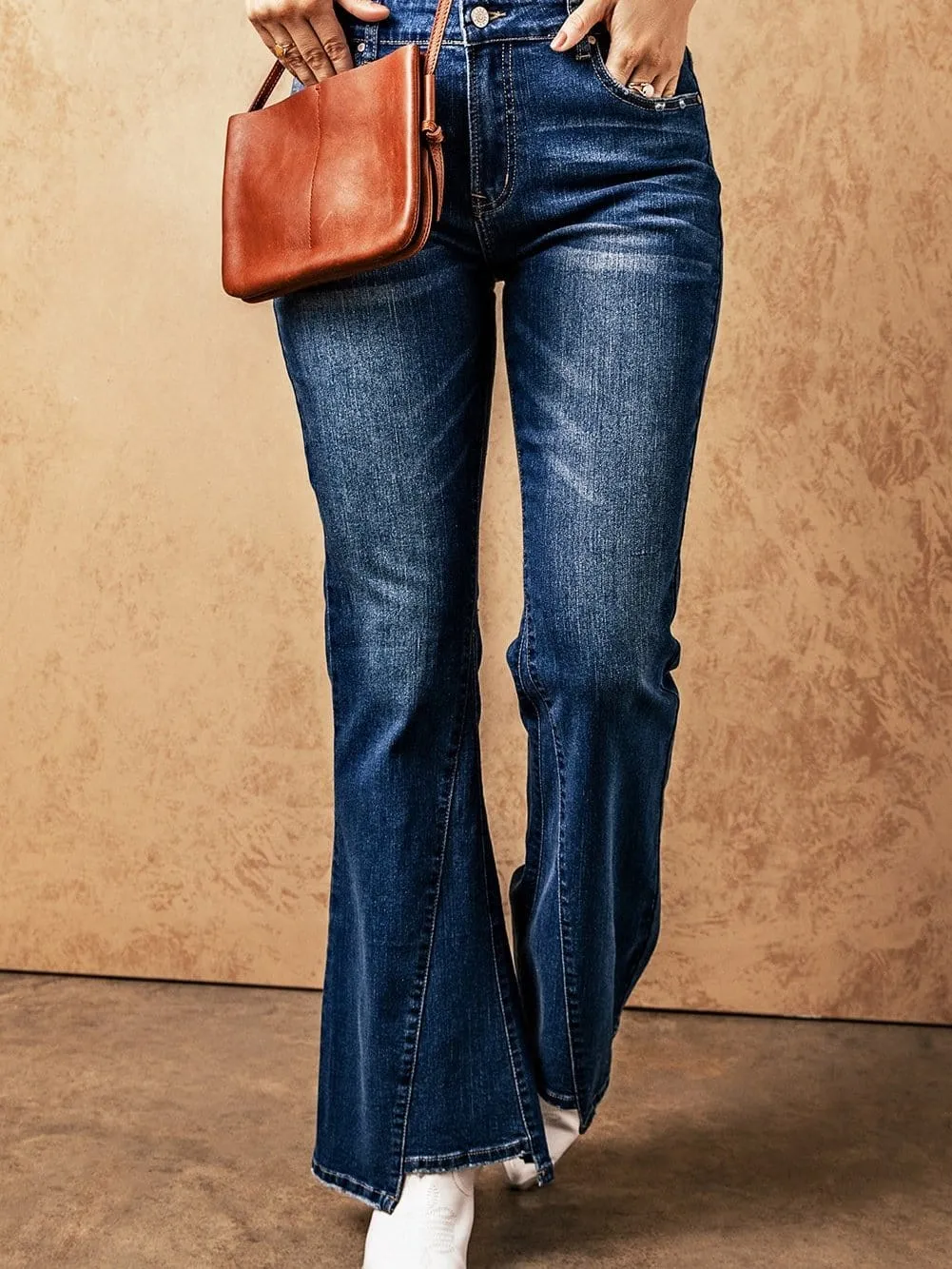 Button Fly Flare Jeans