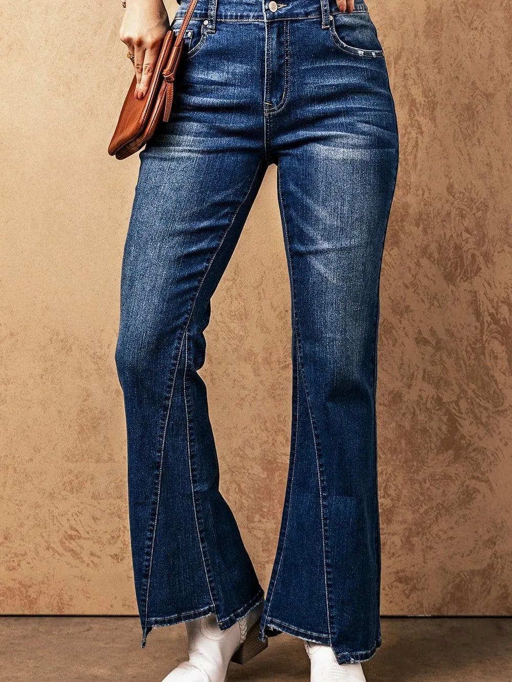 Button Fly Flare Jeans
