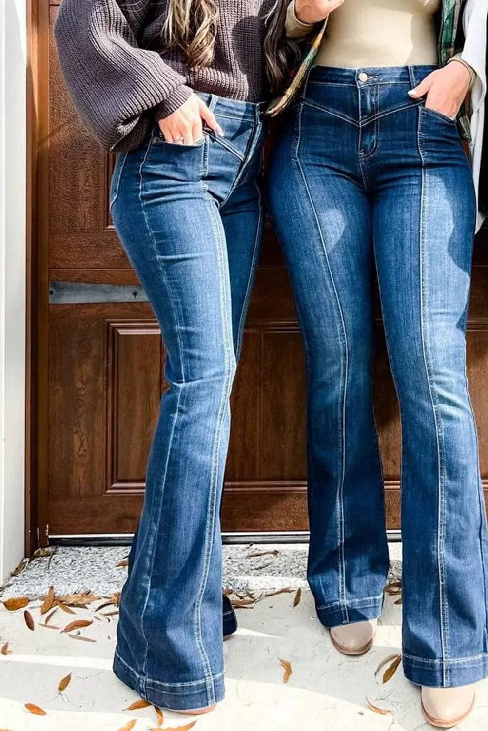 Button Fly Flare Jeans