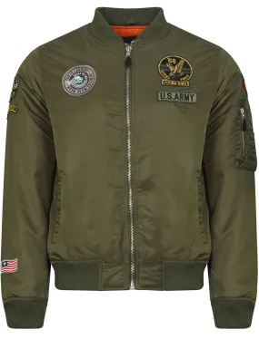 Cadence Bomber Jacket With Patches In Amazon Khaki - Tokyo Laundry