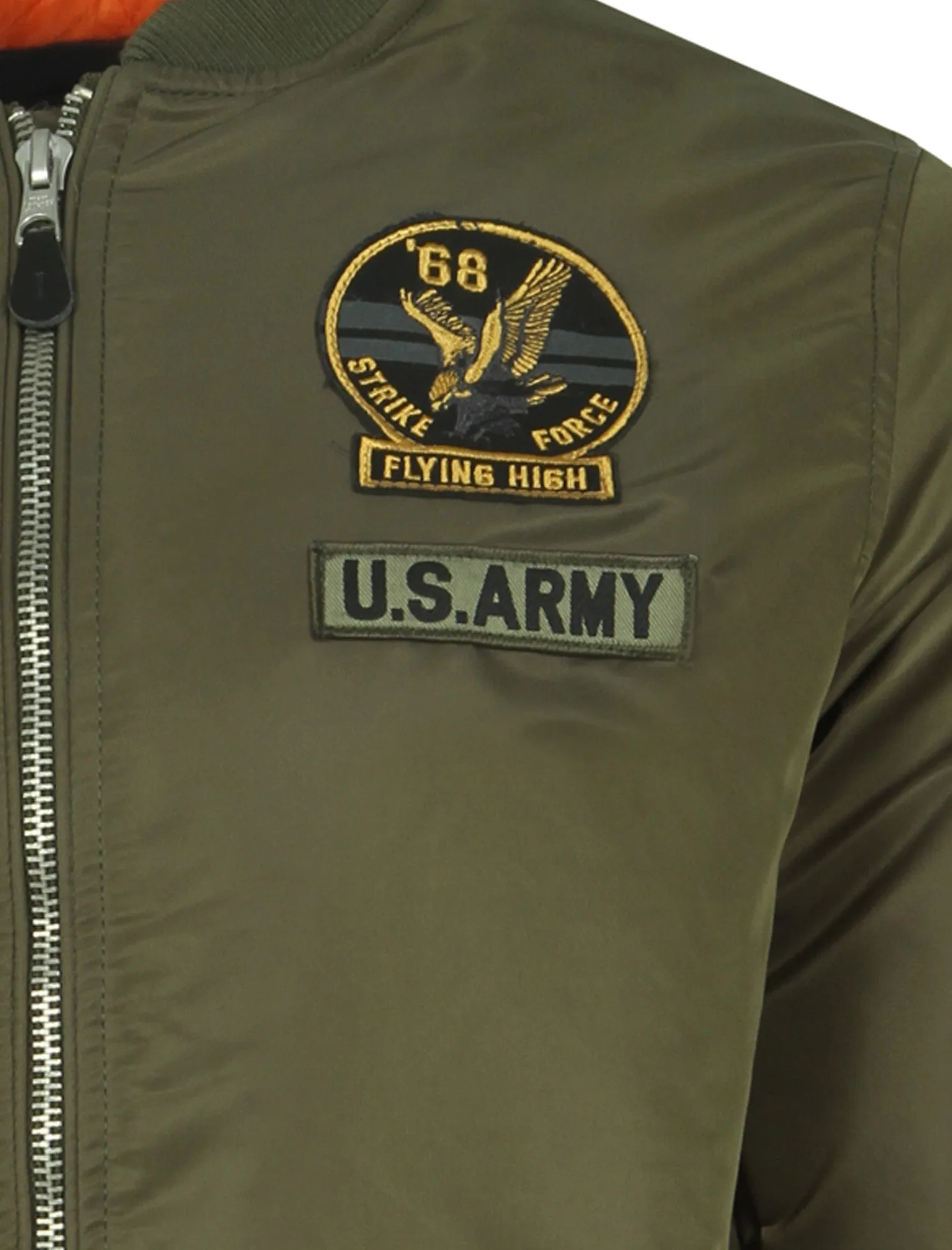 Cadence Bomber Jacket With Patches In Amazon Khaki - Tokyo Laundry