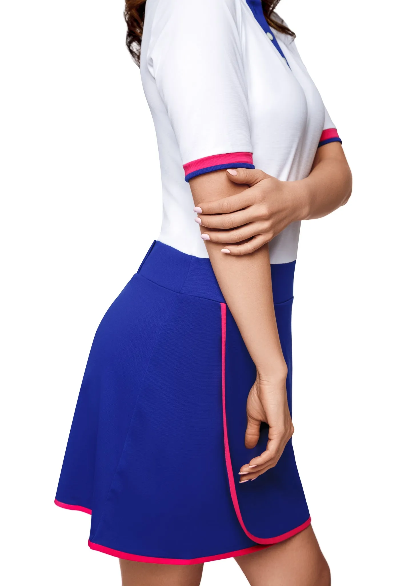 CAMELLIA DRESS - White/Cobalt
