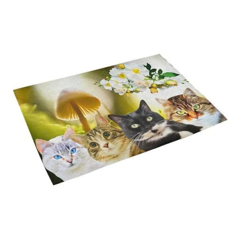 Cat Themed Doormat 24" x 16" - Cat Lover Home Decor