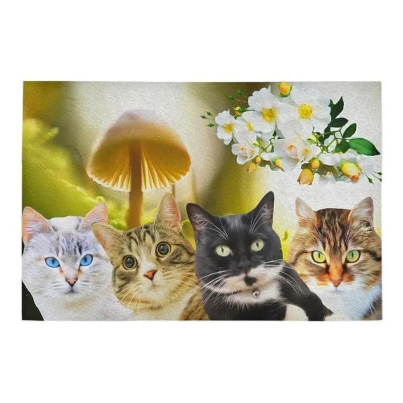 Cat Themed Doormat 24" x 16" - Cat Lover Home Decor