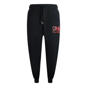 Cavalli Class Bold Red Logo Black Sweatpants