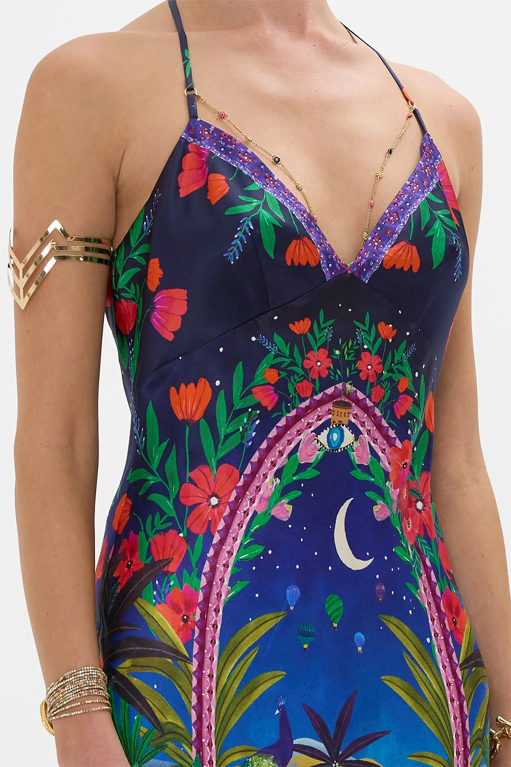 CHAIN DETAIL SLIP DRESS MIDNIGHT MUSES