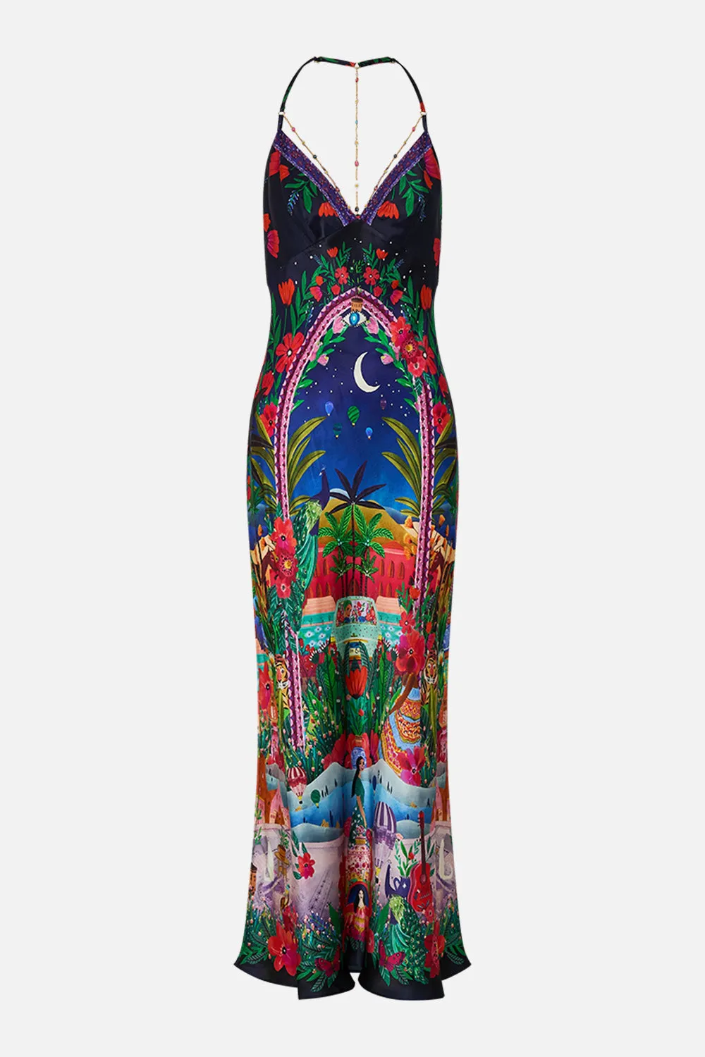 CHAIN DETAIL SLIP DRESS MIDNIGHT MUSES