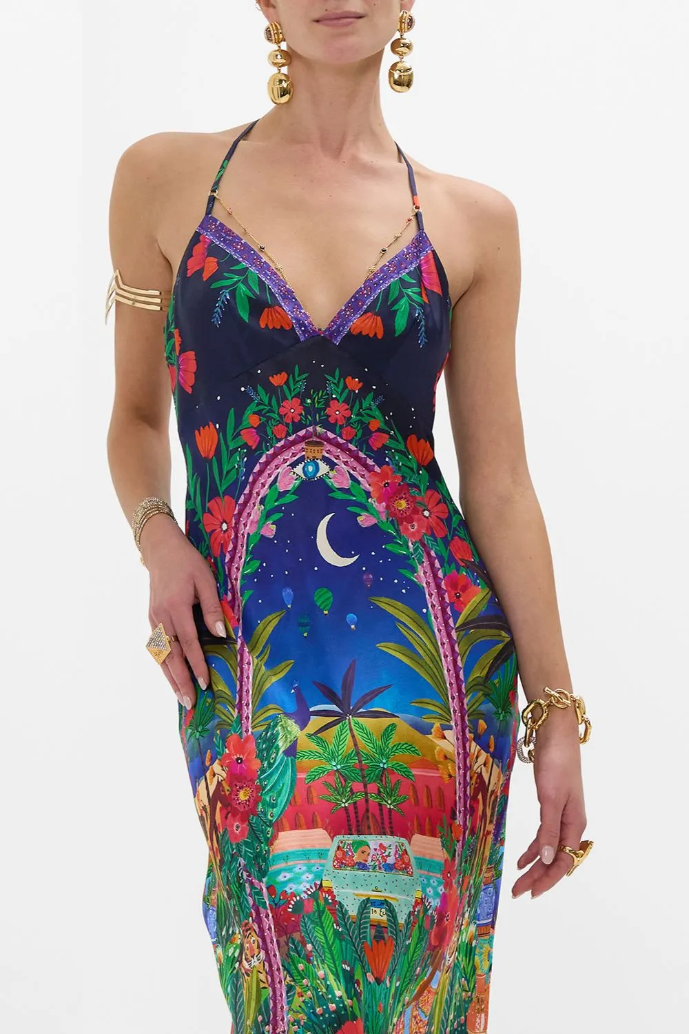 CHAIN DETAIL SLIP DRESS MIDNIGHT MUSES