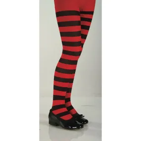 Child red/black stripe tights