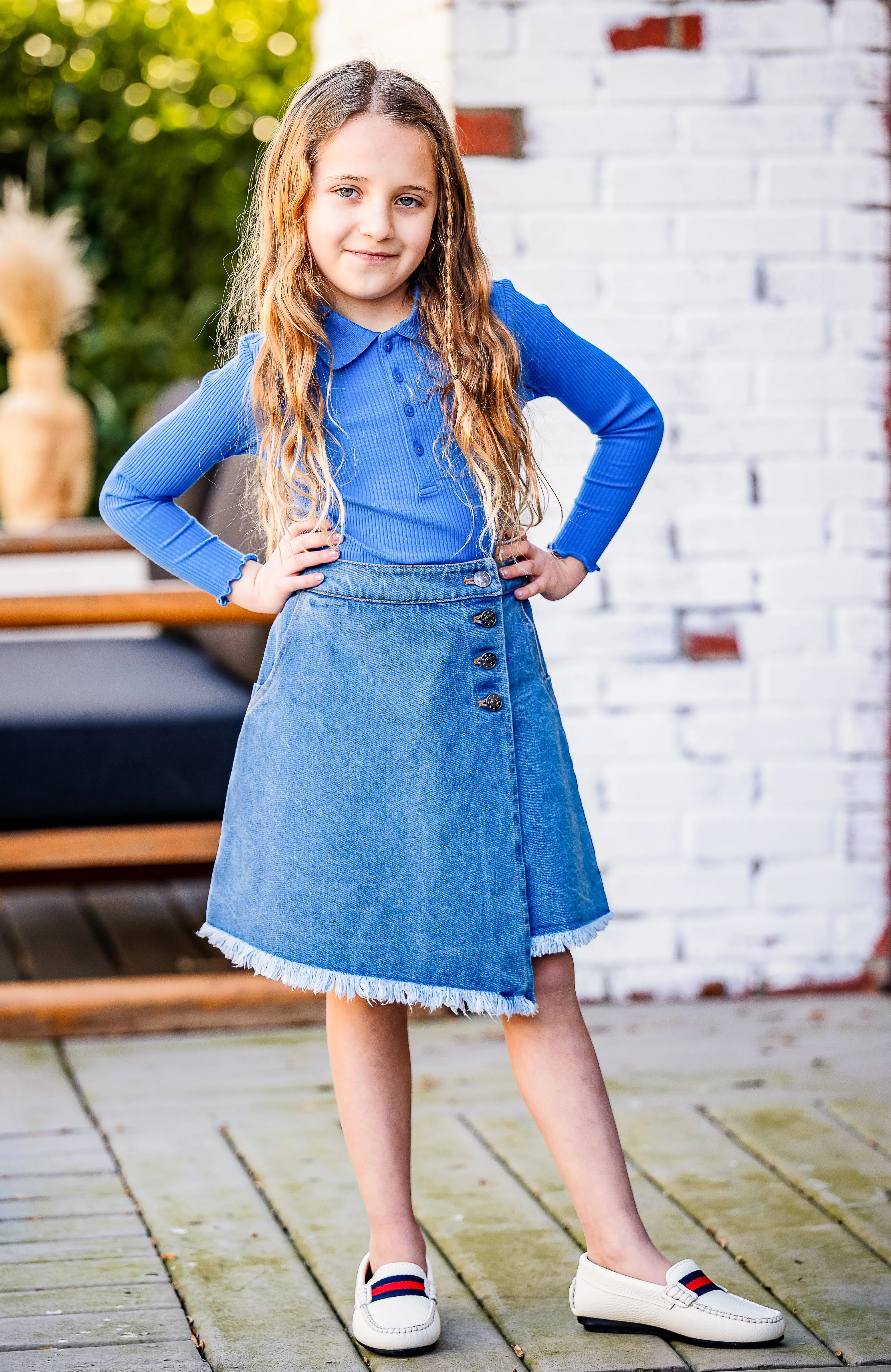 Coco Blanc Blue Denim Button Skirt