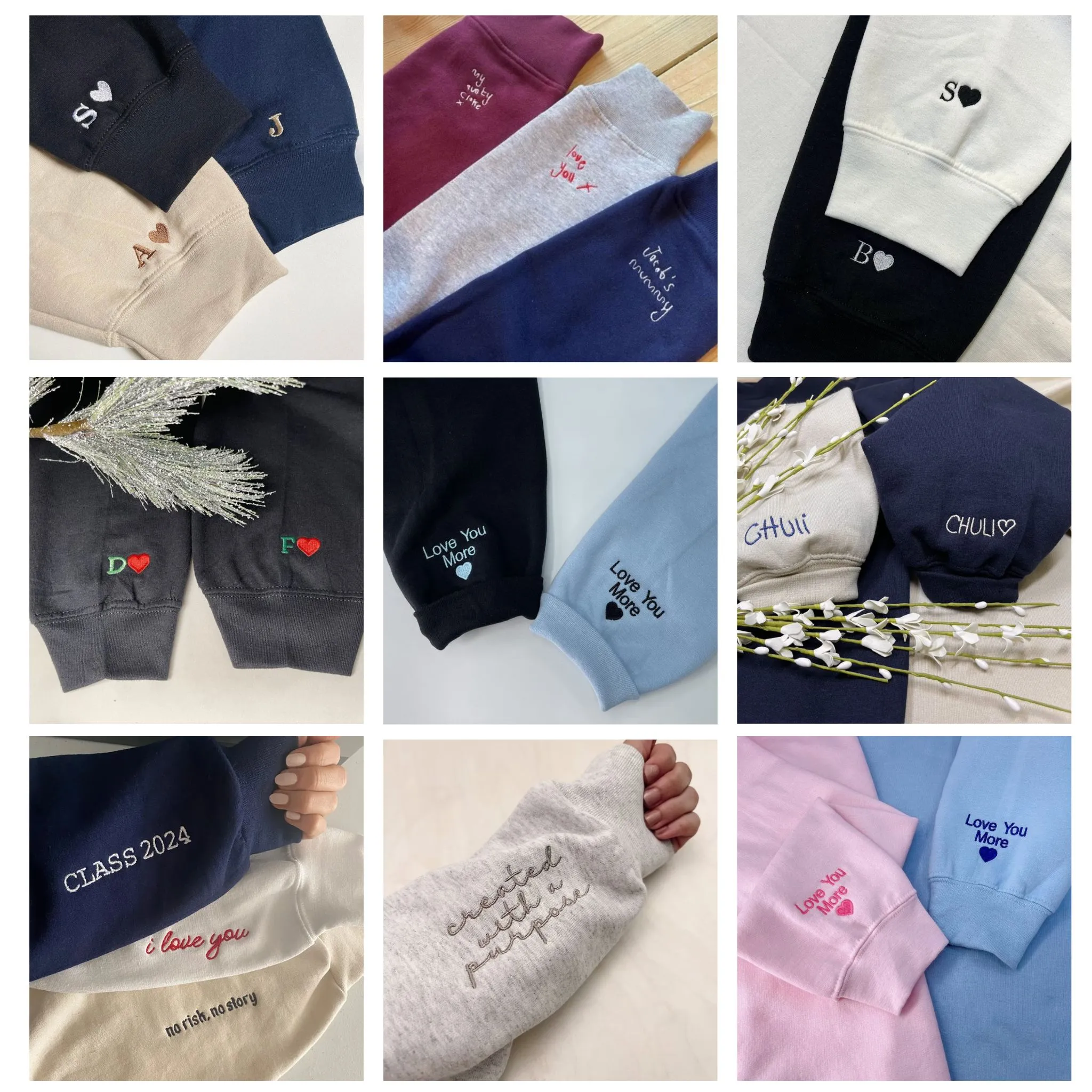 Custom Embroidered Mr and Mrs Sweatshirt,Personalized Just Married Crewneck With Initial On Sleeve