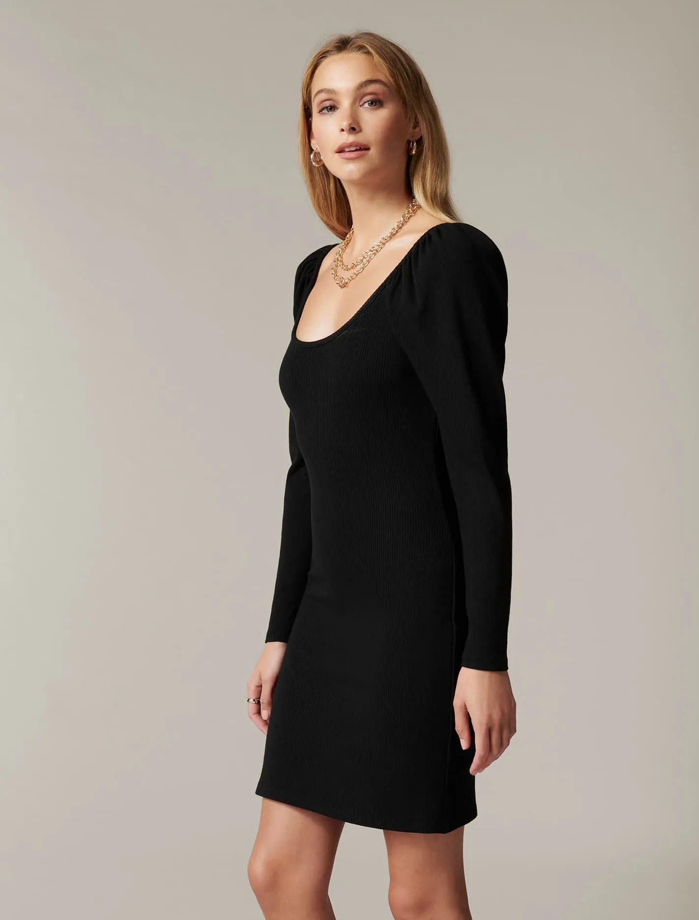 Dallas Scoop Neck Rib Mini Dress