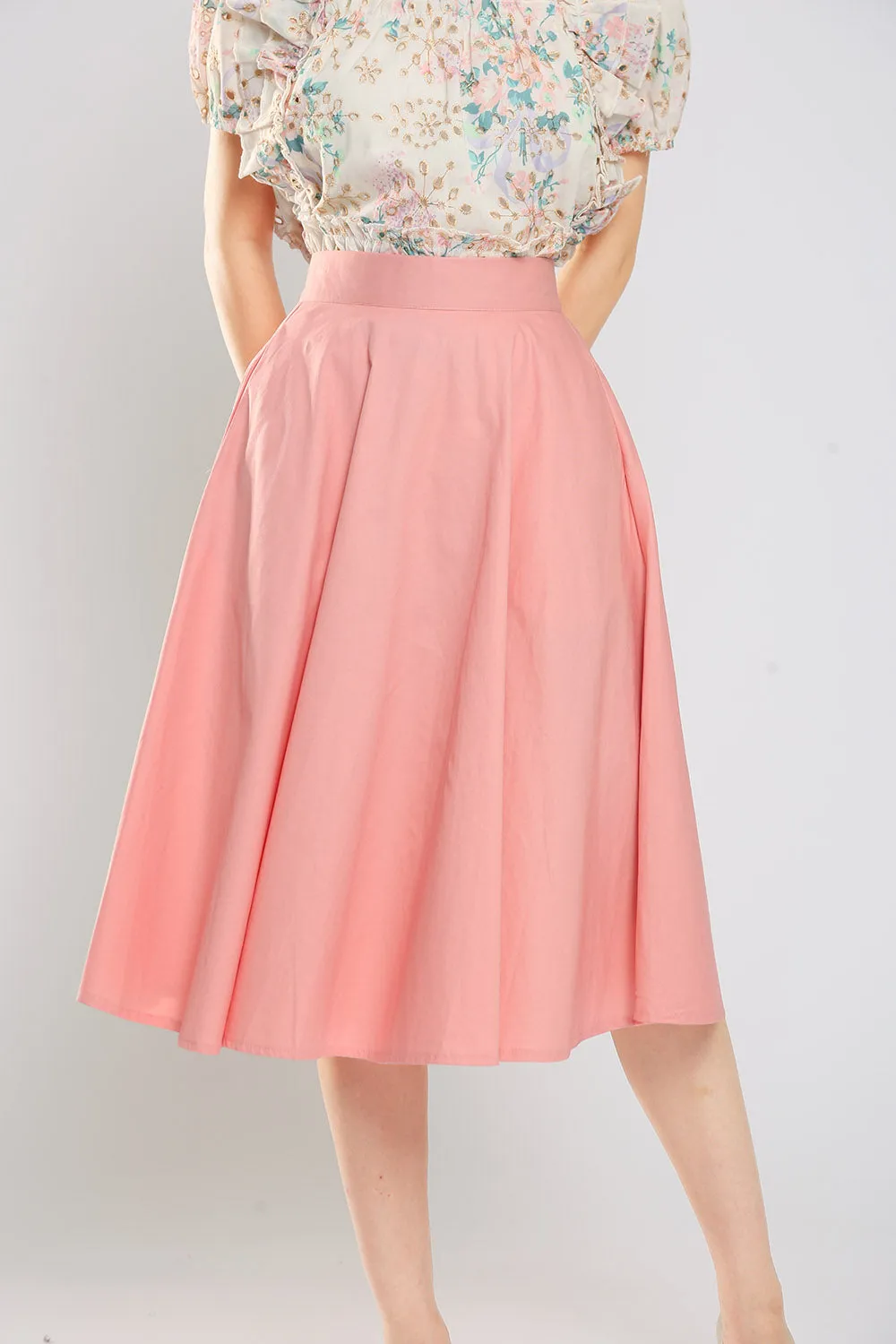 Dariela Cotton Maxi Skirt in Baby Pink