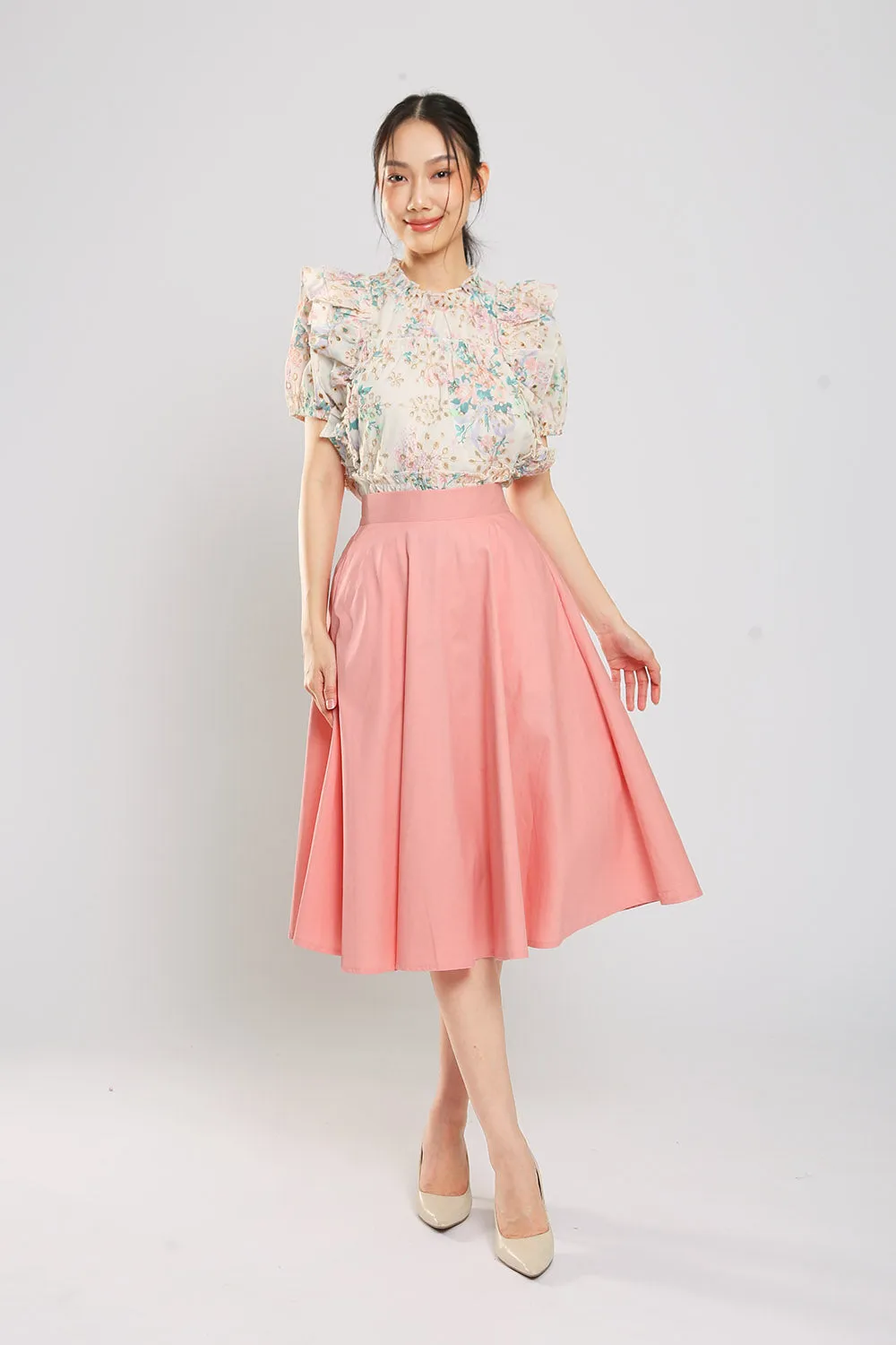 Dariela Cotton Maxi Skirt in Baby Pink