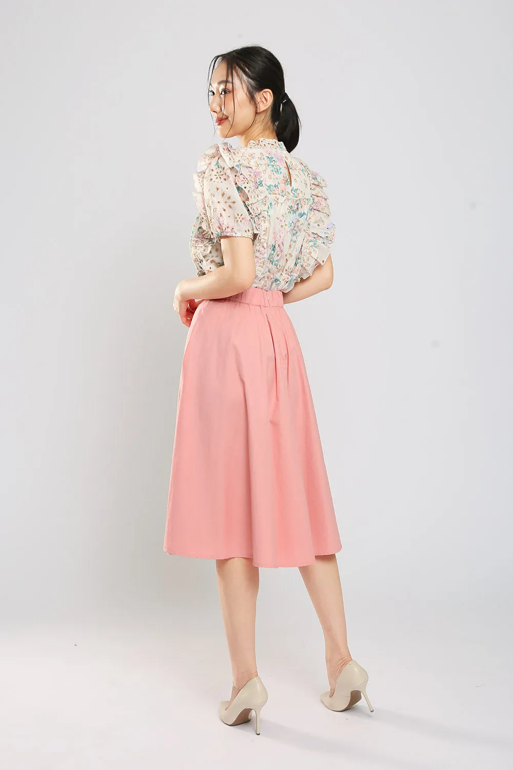 Dariela Cotton Maxi Skirt in Baby Pink