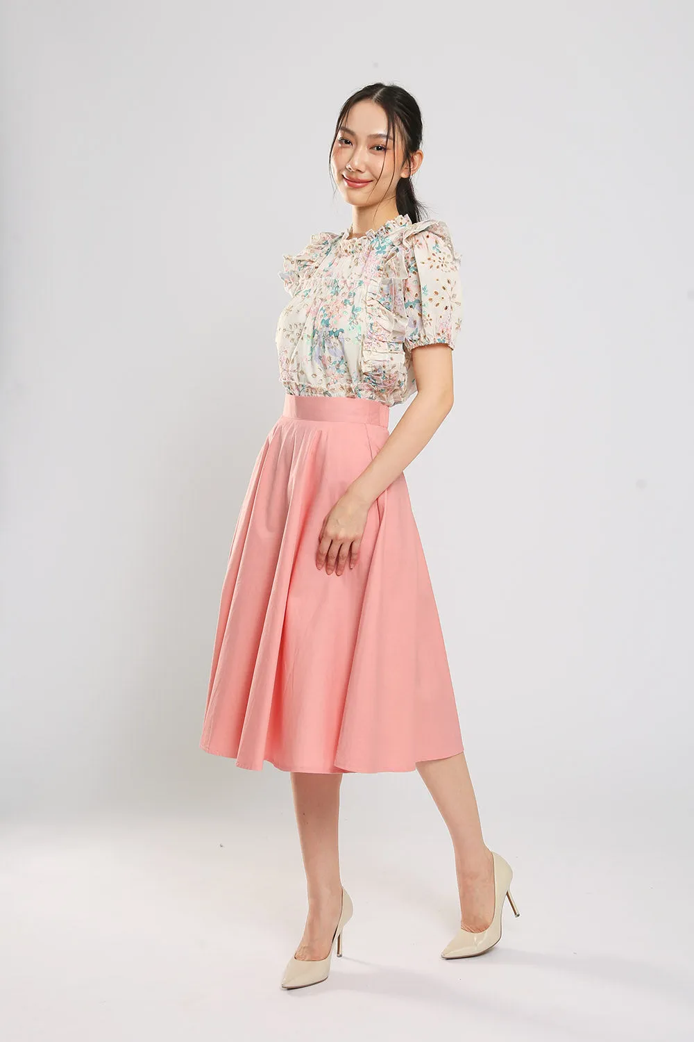 Dariela Cotton Maxi Skirt in Baby Pink
