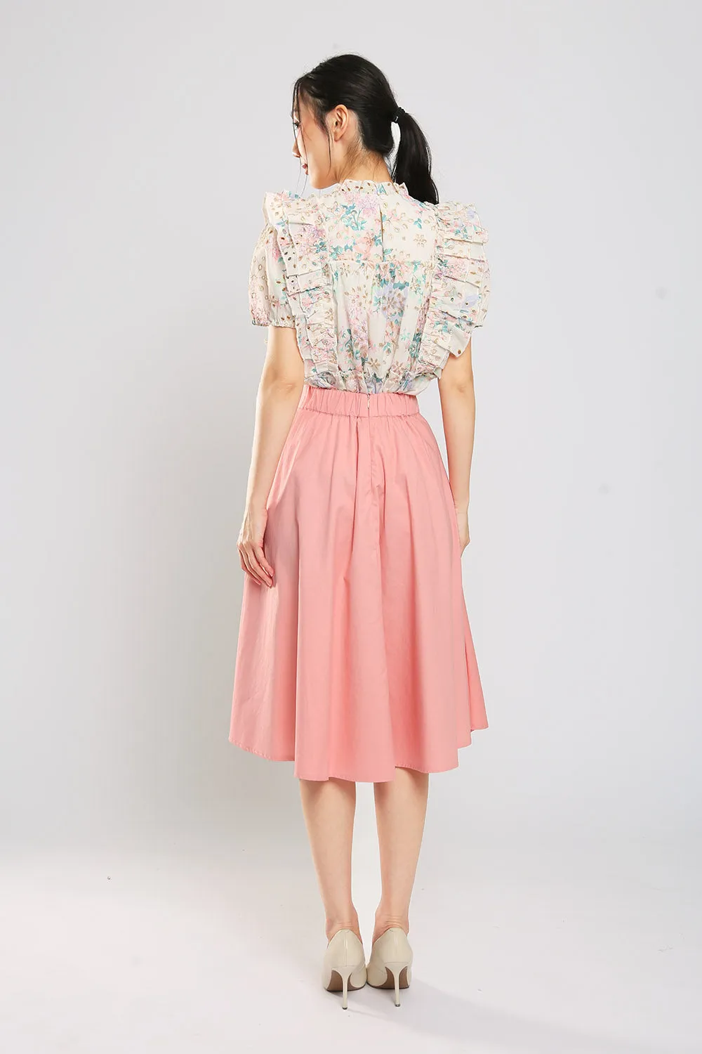 Dariela Cotton Maxi Skirt in Baby Pink