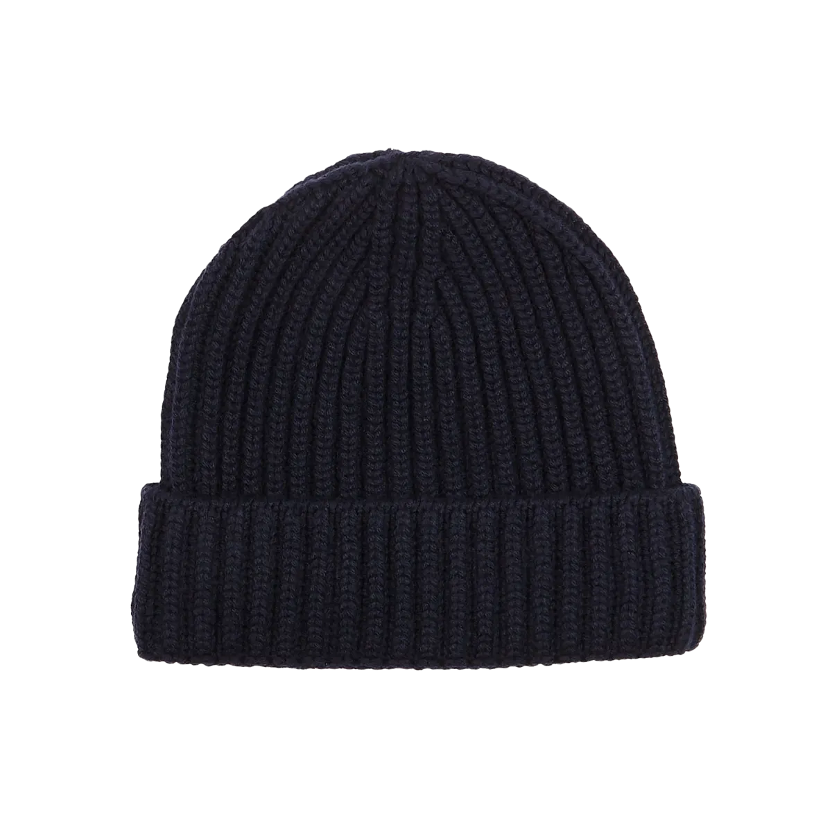 Dark Navy Cashmere Ribbed Beanie