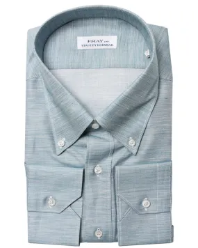 Dark Teal Heathered Cotton Blend Dress Shirt