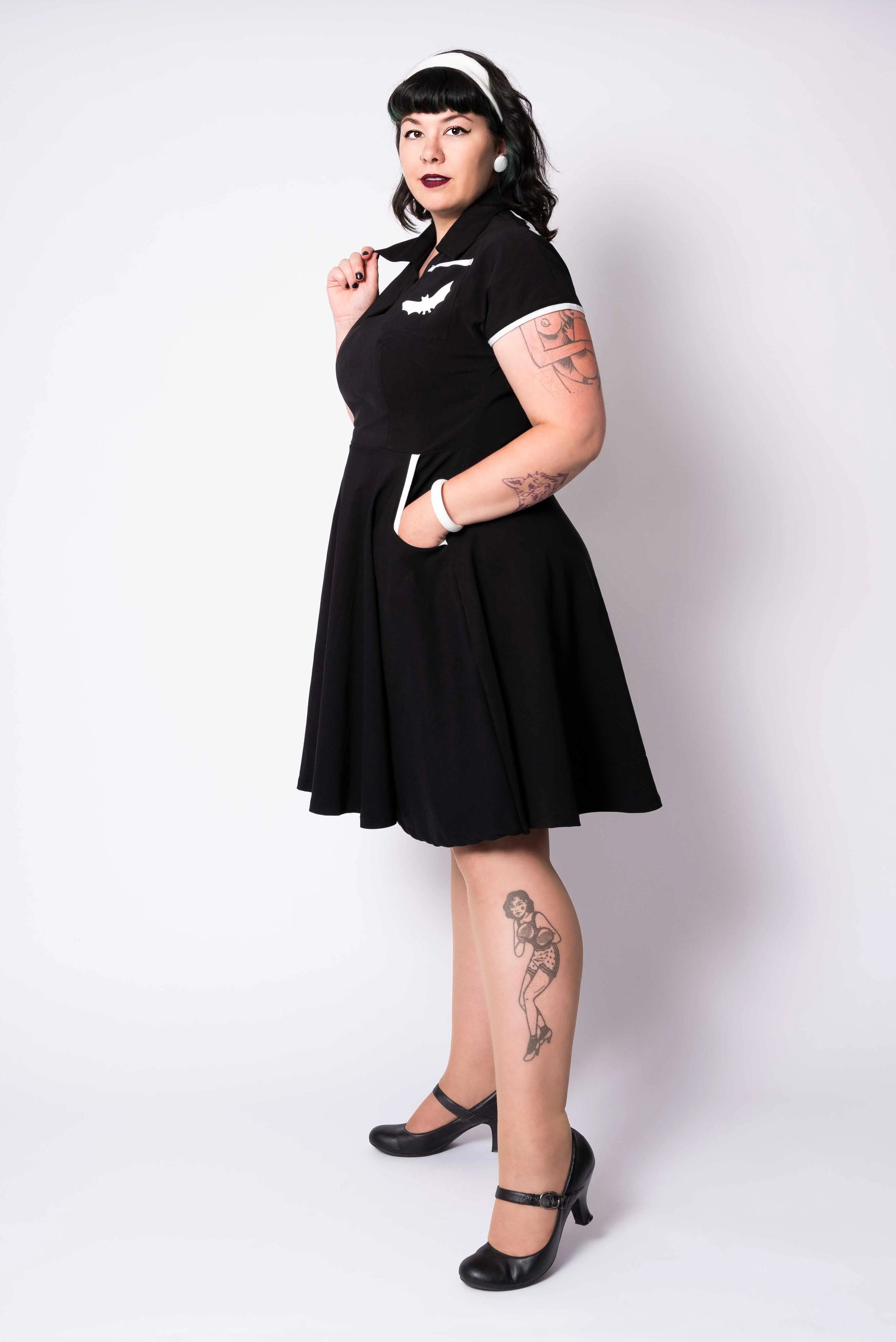 Deadbeat dress - black with bats