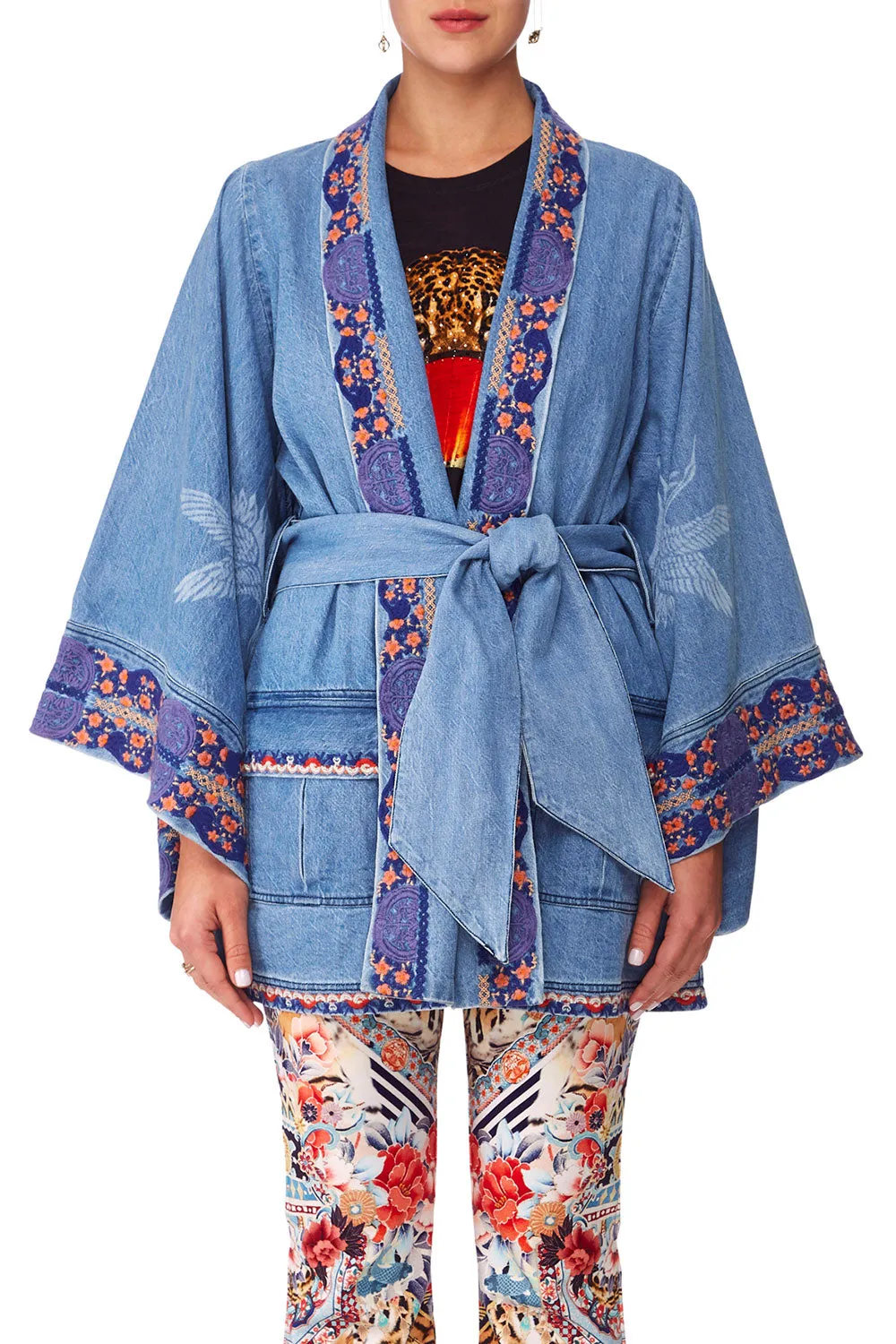 DENIM KIMONO WITH BELT SATURN SISTER