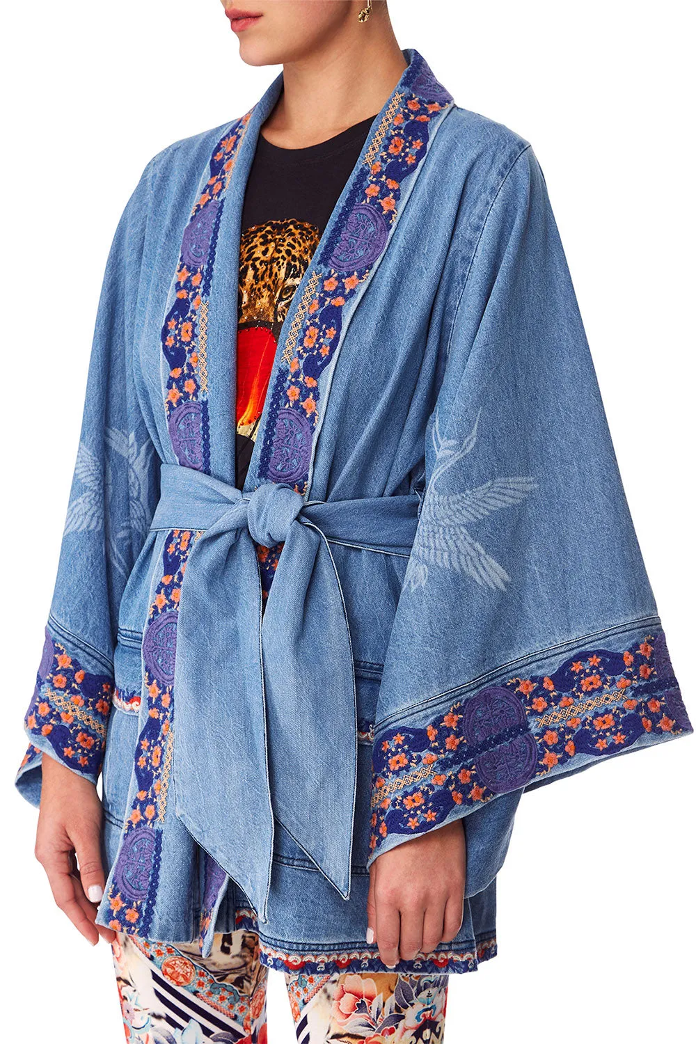 DENIM KIMONO WITH BELT SATURN SISTER