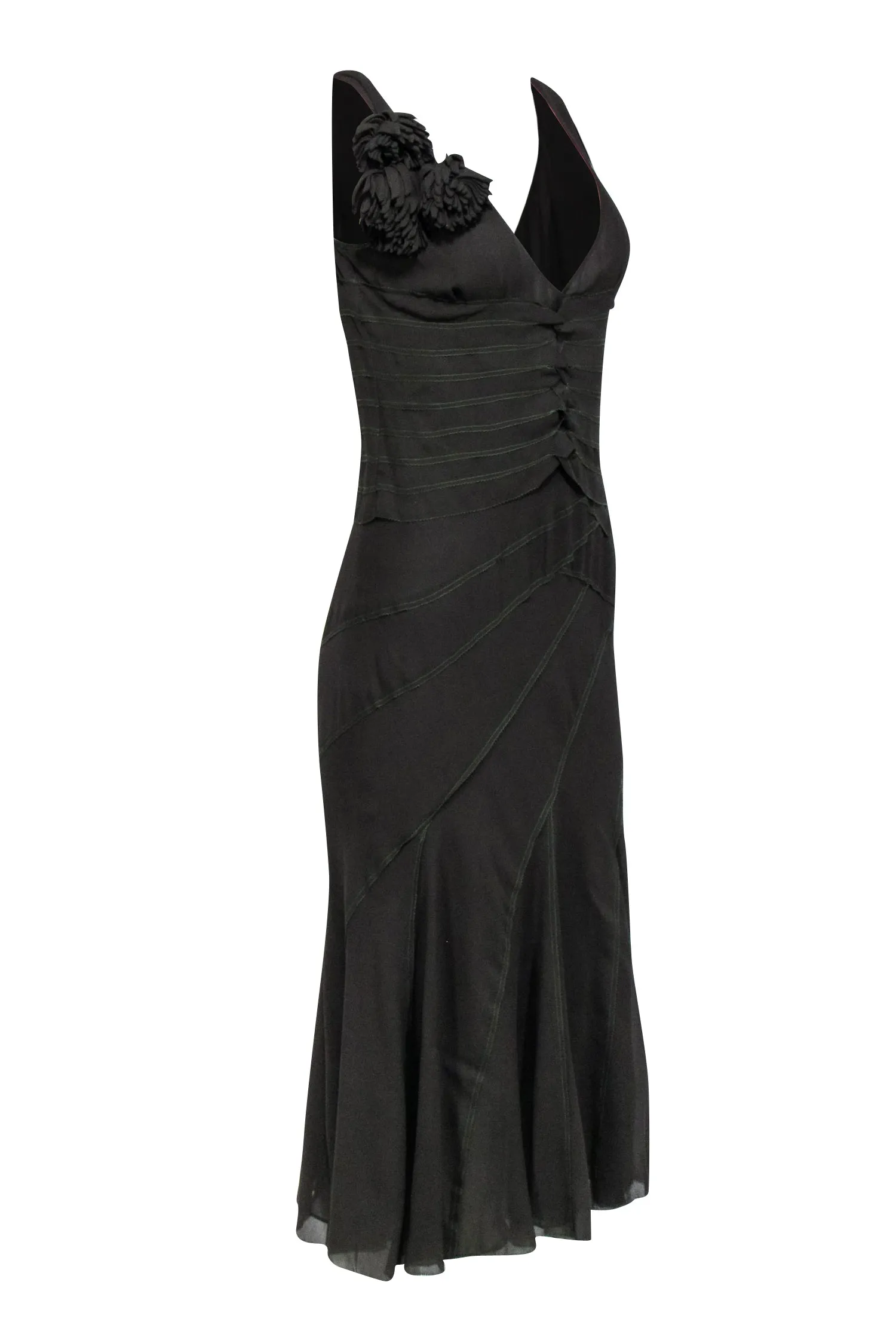 DKNY - Olive Green Sleeveless Dress w/ Contrast Stitching Sz 6
