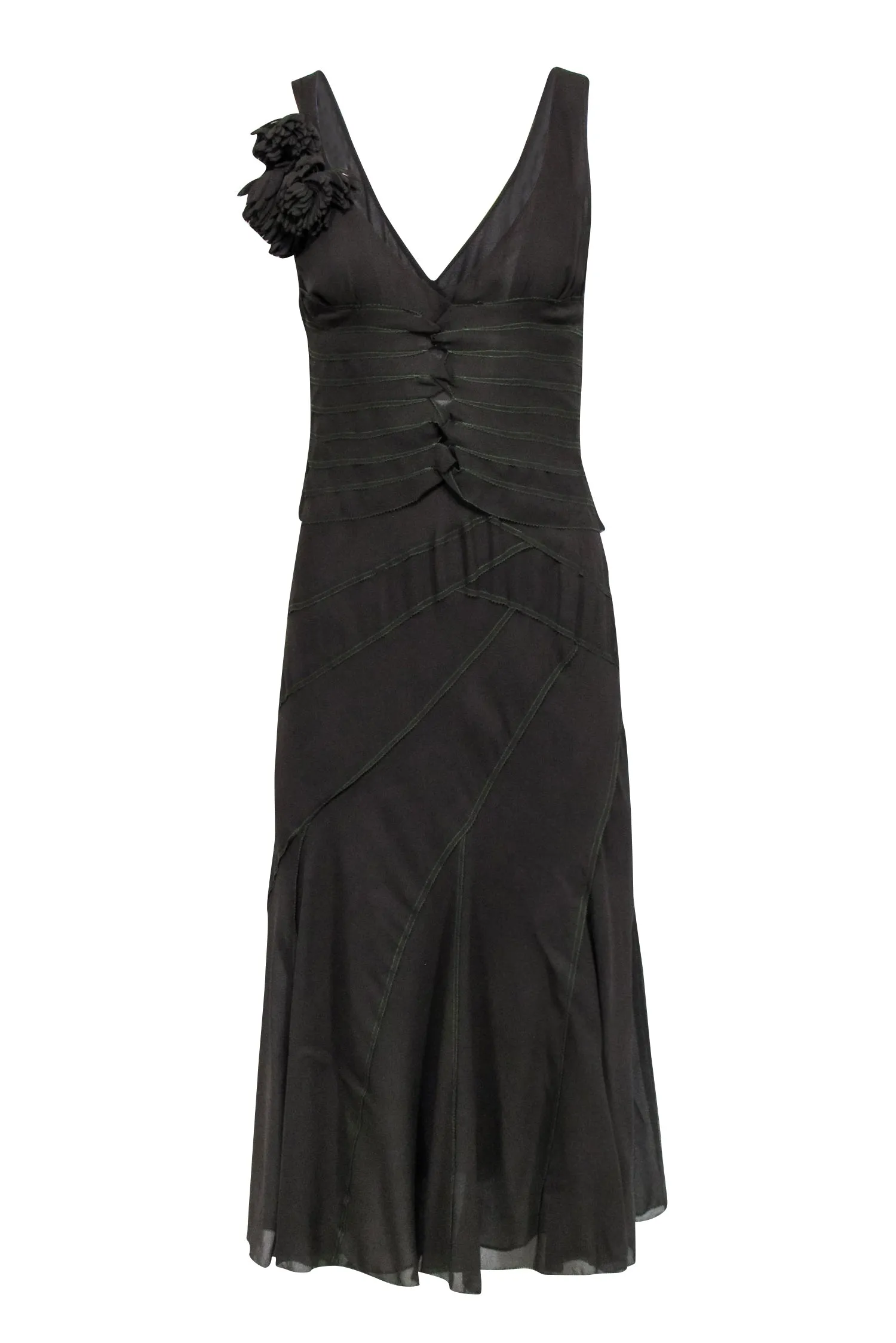DKNY - Olive Green Sleeveless Dress w/ Contrast Stitching Sz 6
