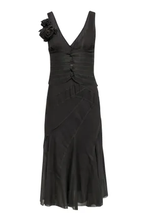 DKNY - Olive Green Sleeveless Dress w/ Contrast Stitching Sz 6
