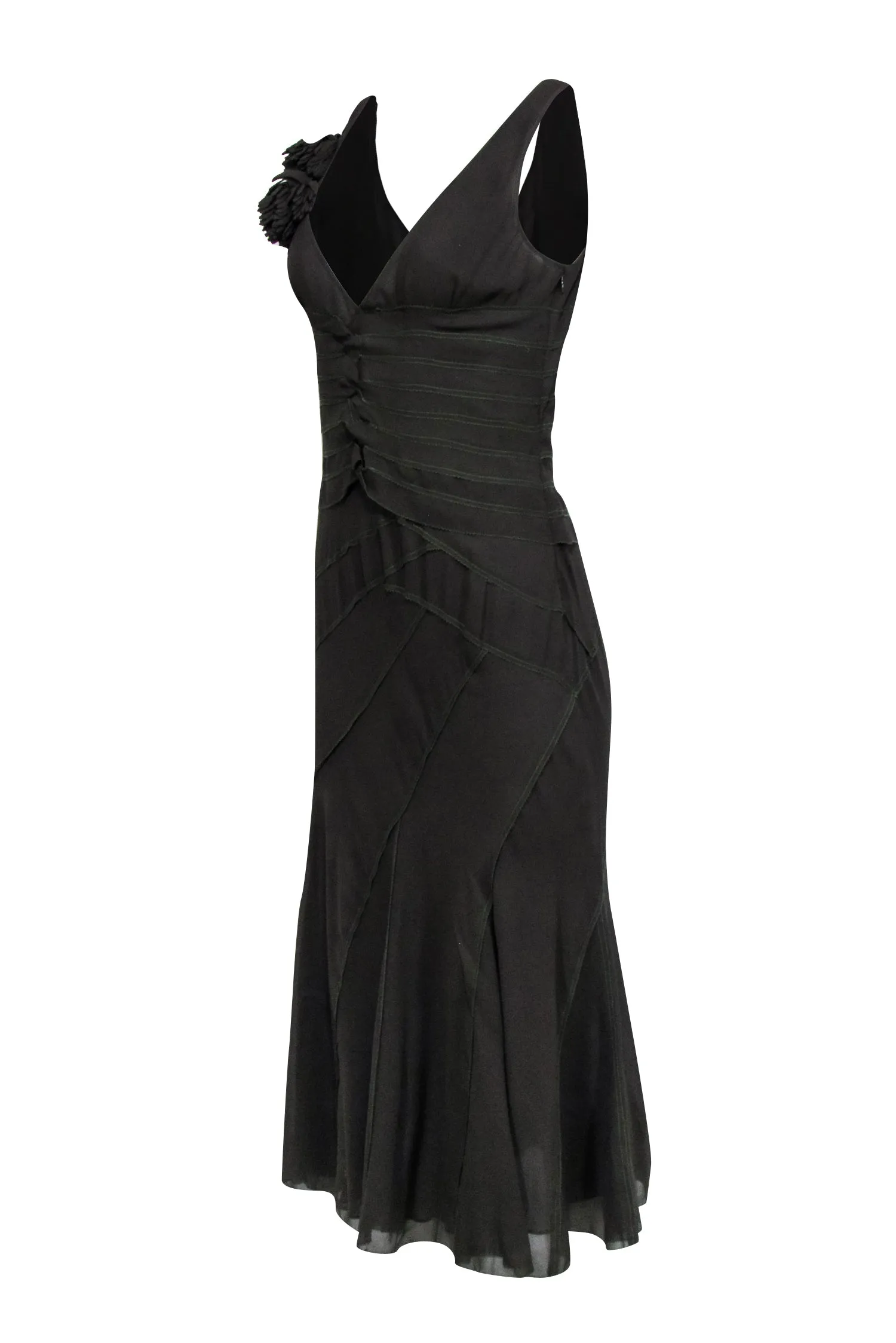 DKNY - Olive Green Sleeveless Dress w/ Contrast Stitching Sz 6