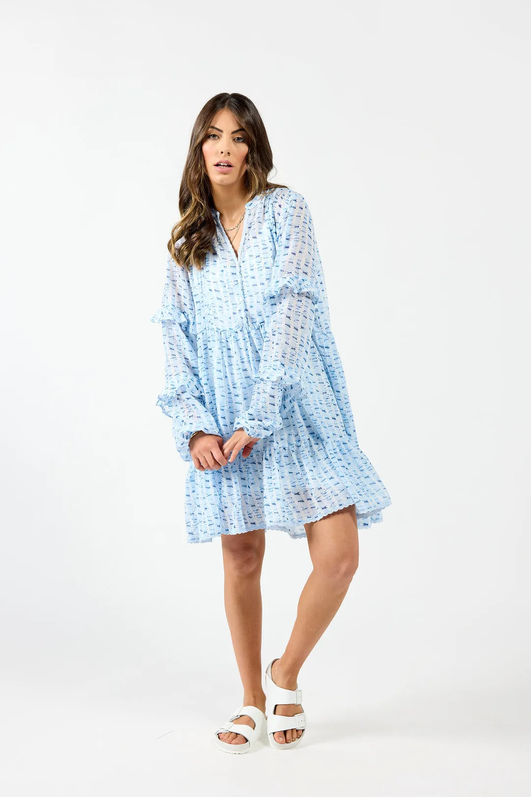 DRAMA THE LABEL MYKONOS DRESS BLUE
