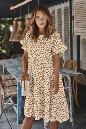 Dunnmall Stylish Ruffled Sleeve Polka Dot Dress