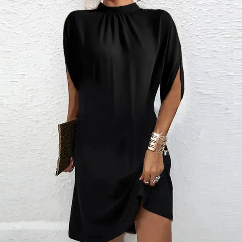 Elegant Women's Fashion Round Neck Loose Sleeve Lady Stylish Dress