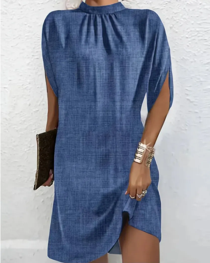 Elegant Women's Fashion Round Neck Loose Sleeve Lady Stylish Dress