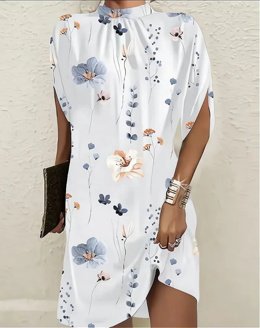Elegant Women's Fashion Round Neck Loose Sleeve Lady Stylish Dress