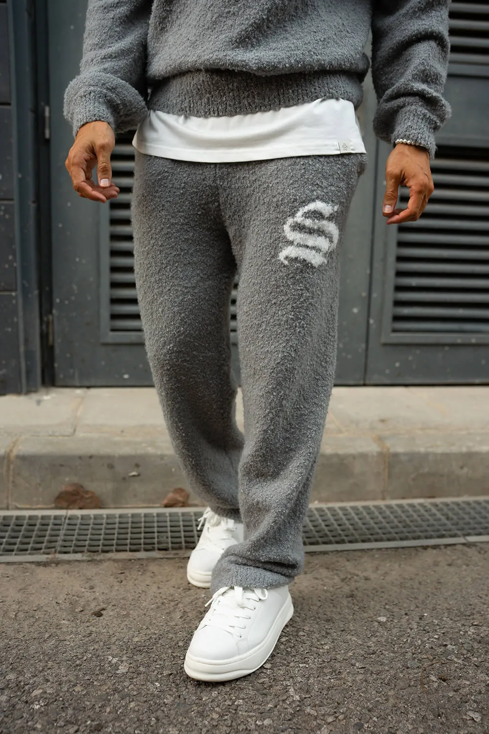 Emblem Knitted Joggers - Grey