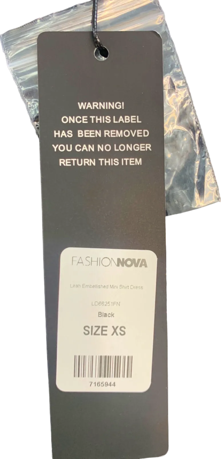 Fashion Nova Black Leah Embellished Mini Shirt Dress XS