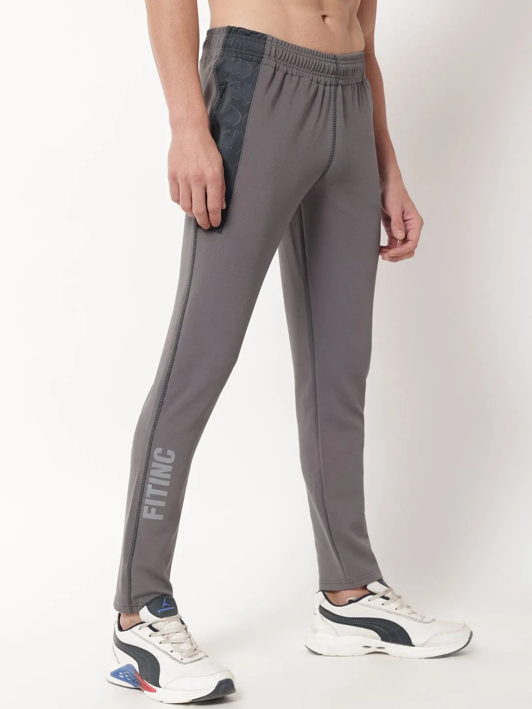 Fitinc Dobby Grey Trackpant for Men