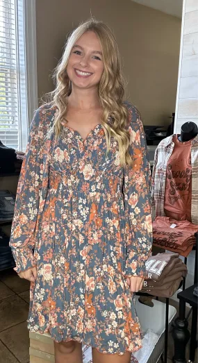 Flirting With Fall Floral Print Dress